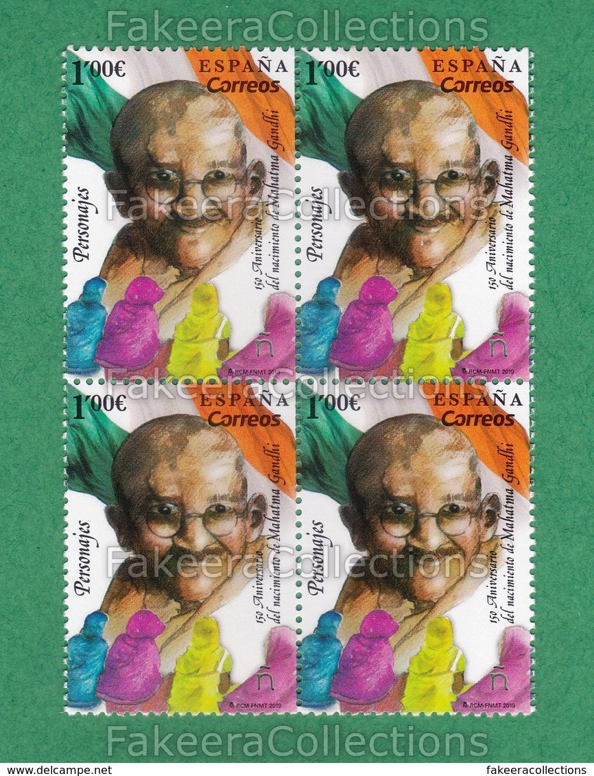 2019 SPAIN Espagne - Mahatma Gandhi 150th Birth Anniversary 1v MNH Block Of 4 - As Scan - Mahatma Gandhi