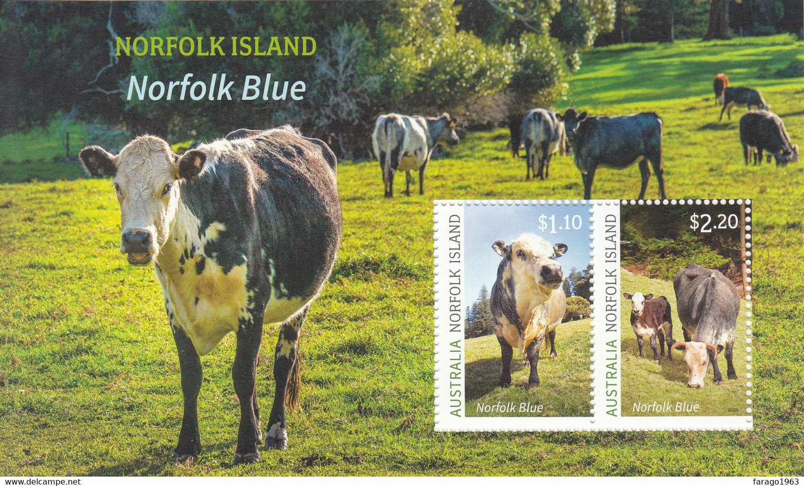 2020 Norfolk Island Norfolk Blue Cattle Agriculture Souvenir Sheet MNH  @ BELOW FACE VALUE - Norfolkinsel