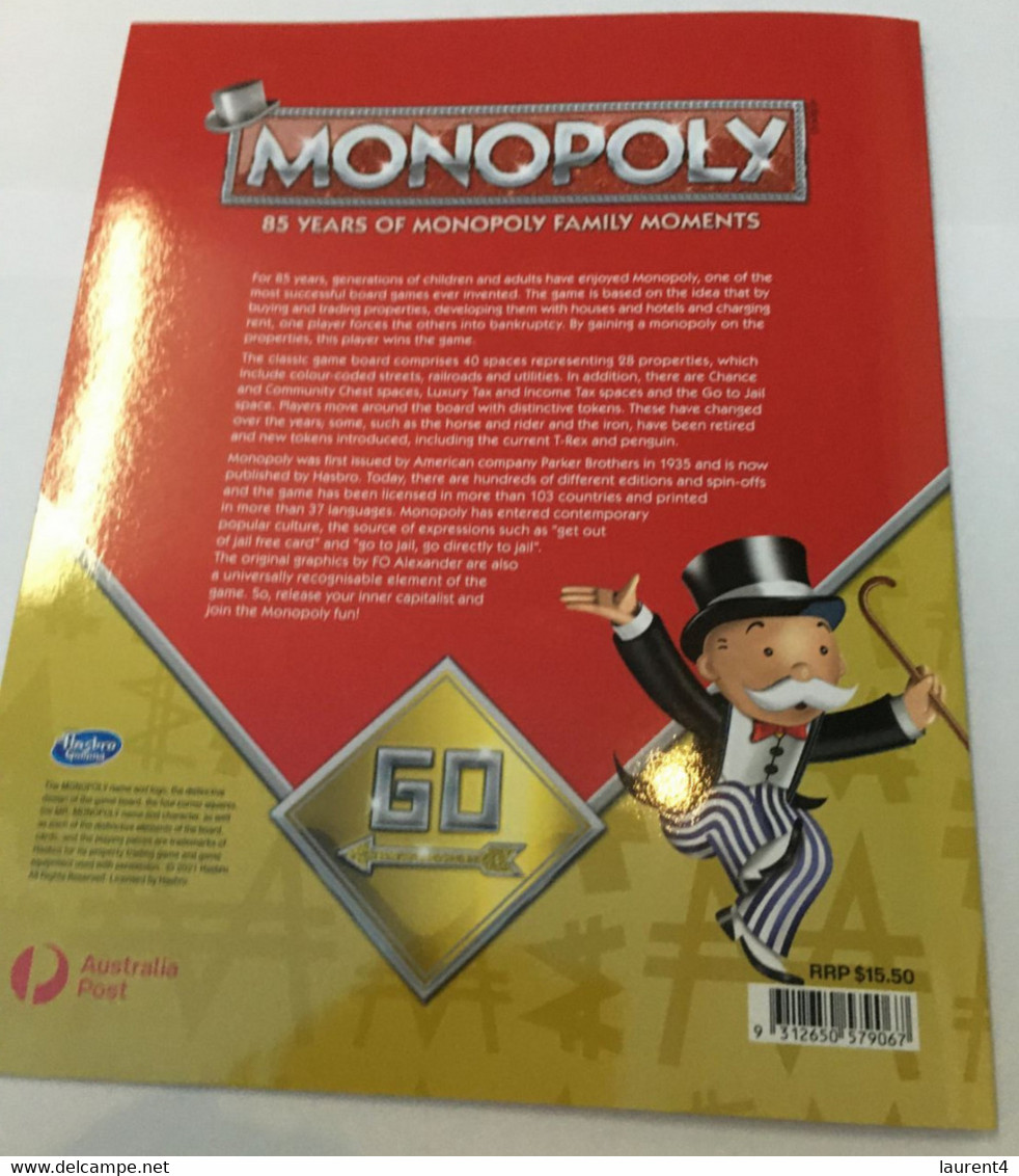 9-9-2021 - Australia - Monopoly 85th Anniversary - 1 Presetation Folder + 1 FDI 19 April 2021 Cover - Presentation Packs