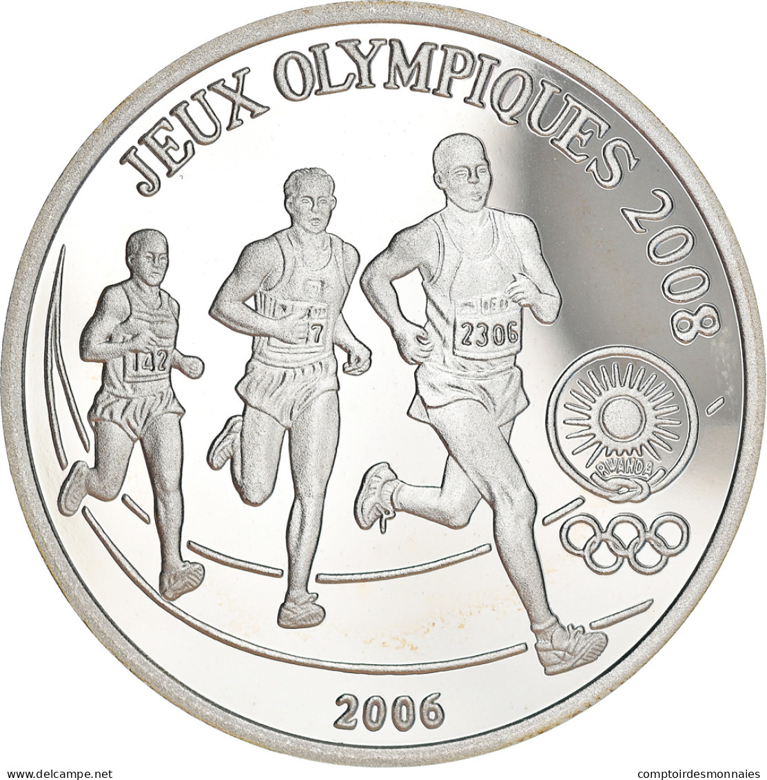 Monnaie, Rwanda, Jeux Olympiques Pékin 2008, 500 Francs, 2006, BE, FDC, Argent - Rwanda