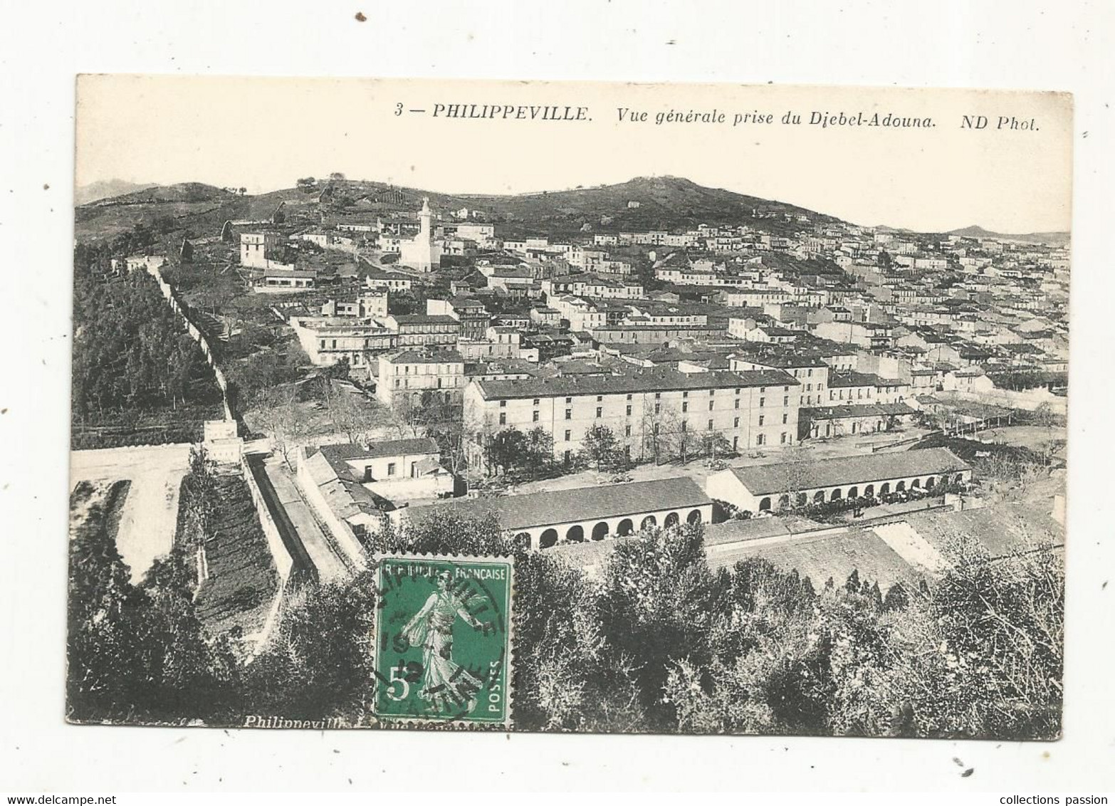 Cp , ALGERIE , PHILIPPEVILLE , SKIKDA , Vue Générale Prise Du DJEBEL-ADOUNA , Voyagée 1912 - Skikda (Philippeville)