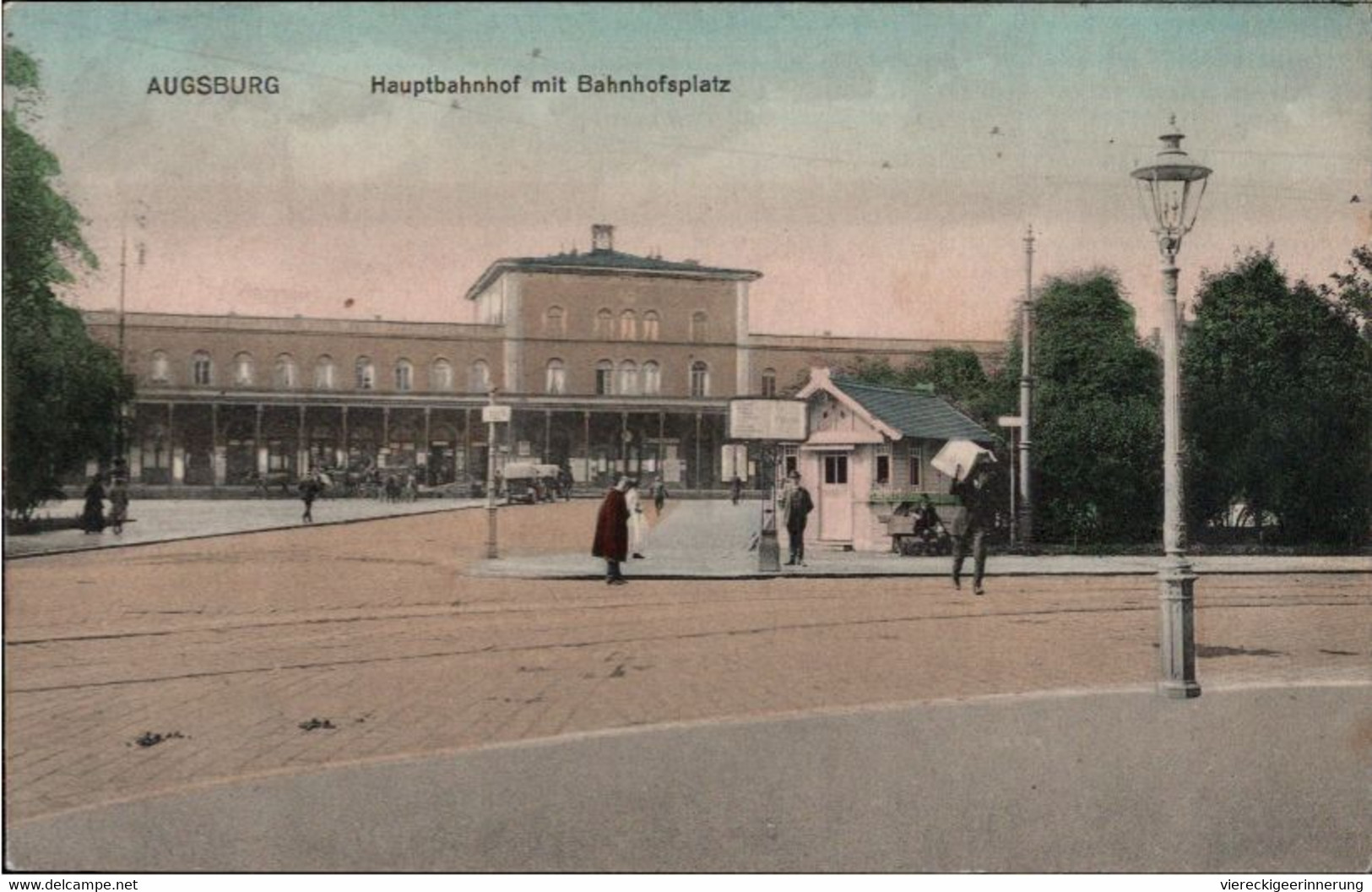 ! 1915 Alte Ansichtskarte Augsburg, Bahnhof, Bayern - Estaciones Sin Trenes