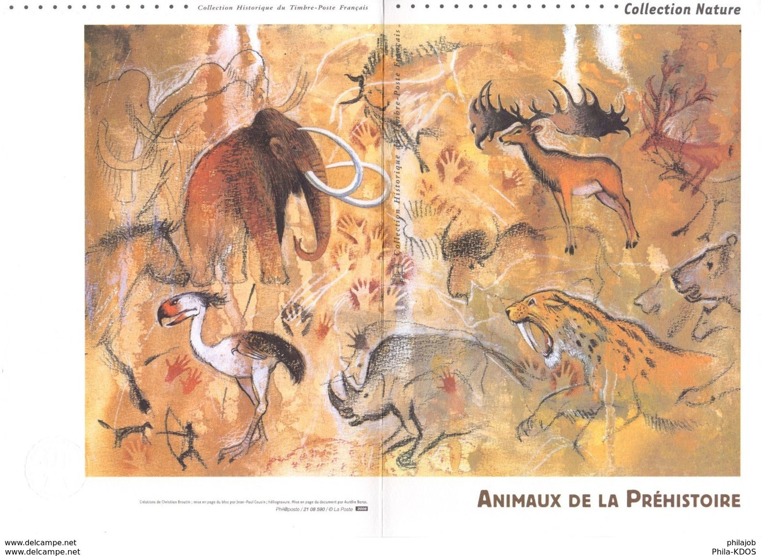 ANIMAUX DE LA PREHISTOIRE Sur Document Philatélique Officiel De 4 Pages De 2008. N° YT BF 119. Parfait état. DPO - Vor- Und Frühgeschichte