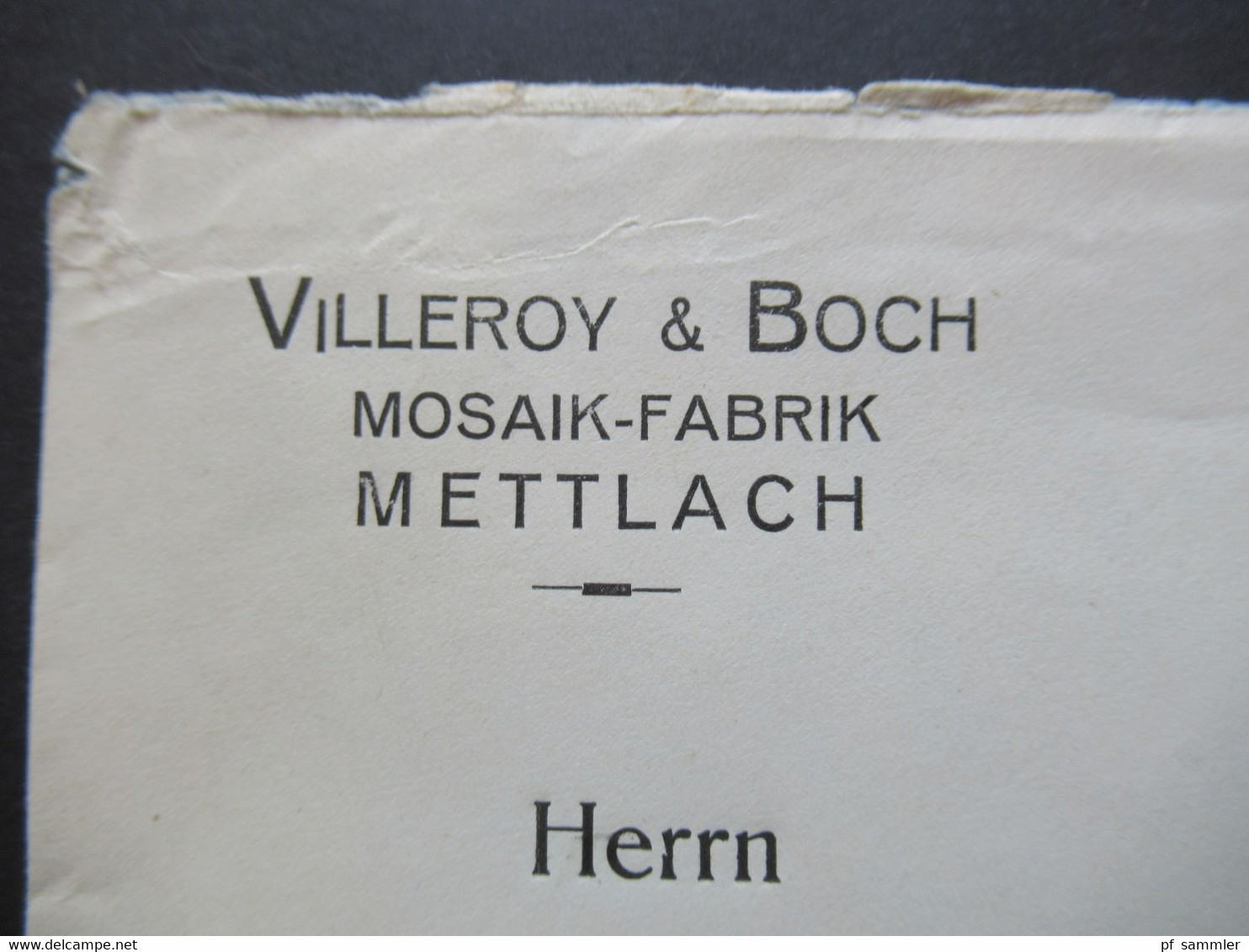 Saargebiet 1922 Gedruckter Firmenumschlag Villeroy & Boch Mosaik Fabrik Mettlach Nach Trier Thematik Porzellan - Covers & Documents