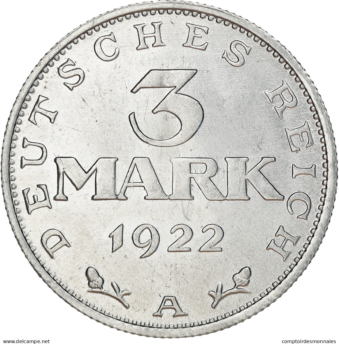 Monnaie, Allemagne, République De Weimar, 3 Mark, 1922, Berlin, SUP, Aluminium - 3 Mark & 3 Reichsmark