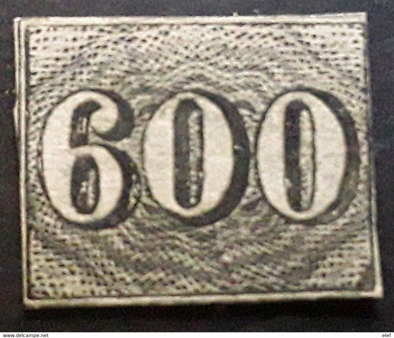 BRASIL BRAZIL BRESIL 1850 ,Petits Chiffres Yvert No 18 A, 600 R Noir Non Dentele Imperforate Neuf  (*) TB Cote 500 Euros - Ongebruikt