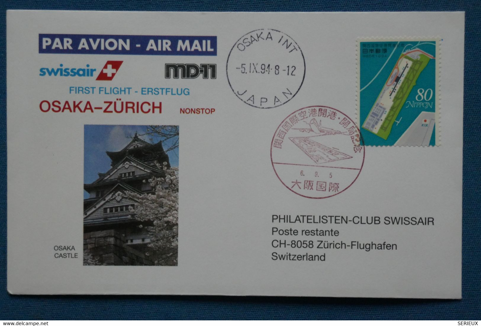 AA 2 JAPON BELLE CARTE FDC  199 4 NARA +OSAKA POUR ZURICH SUISSE+AFFRANCH. PLAISANT - Cartas & Documentos