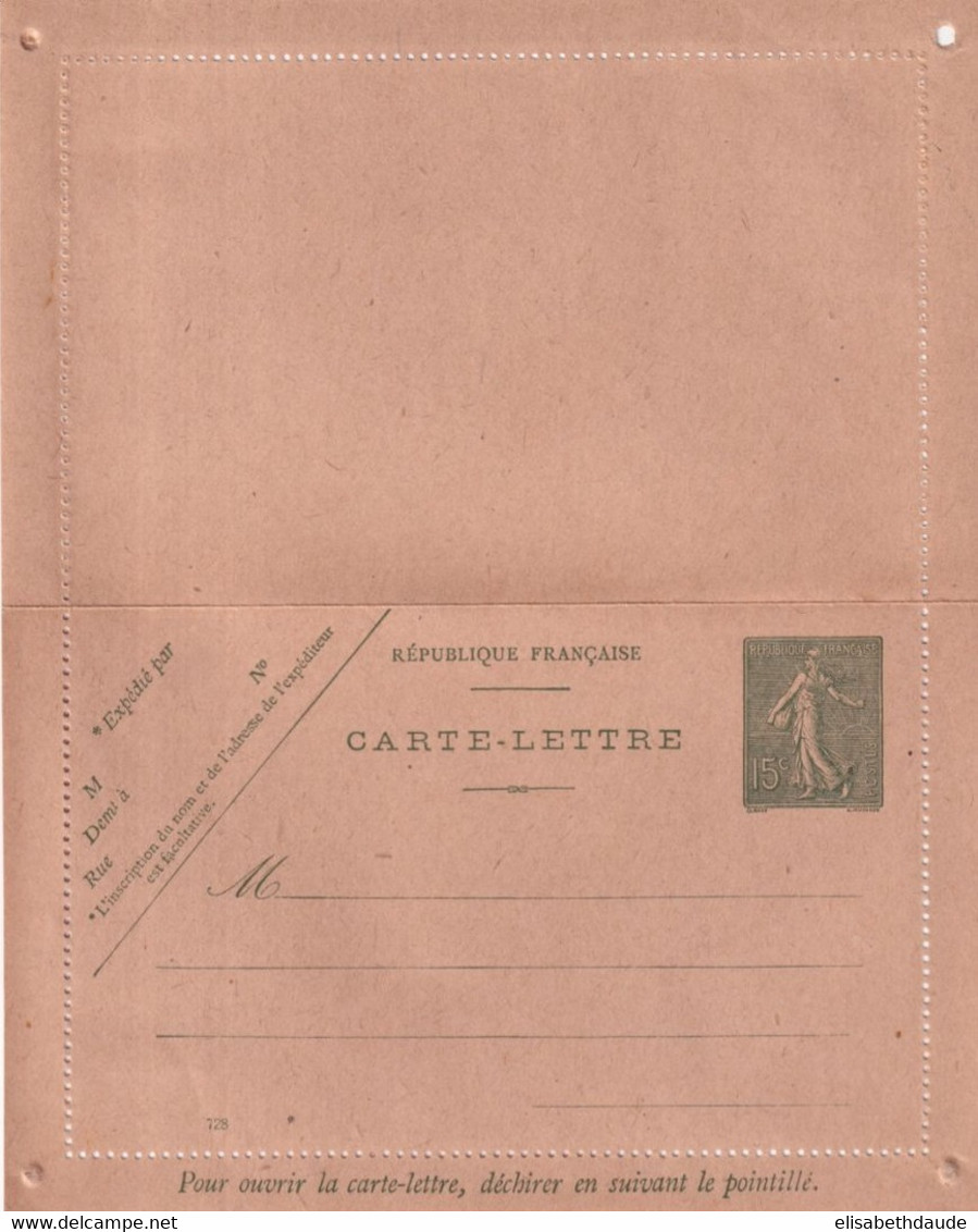 SEMEUSE LIGNEE - 1917 -  CARTE-LETTRE ENTIER DATE 728 NEUVE - COTE = 20 EUR - Kaartbrieven