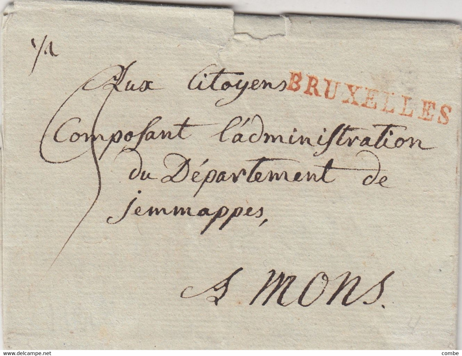 LETTRE. 28 PLUVIOSE AN 4.  LA DYLE. 94/BRUXELLES. (94 Rechapé). BAILLEUL POUR LA Vve DESCAMPS ADMINISTRATION TIMBRES JEM - 1792-1815: Départements Conquis