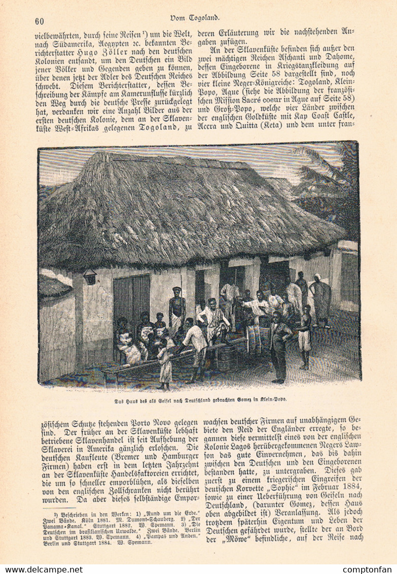 A102 874 - Togoland Togo Dahome Eingeborene Artikel Mit 17 Bildern 1885 !! - Autres & Non Classés