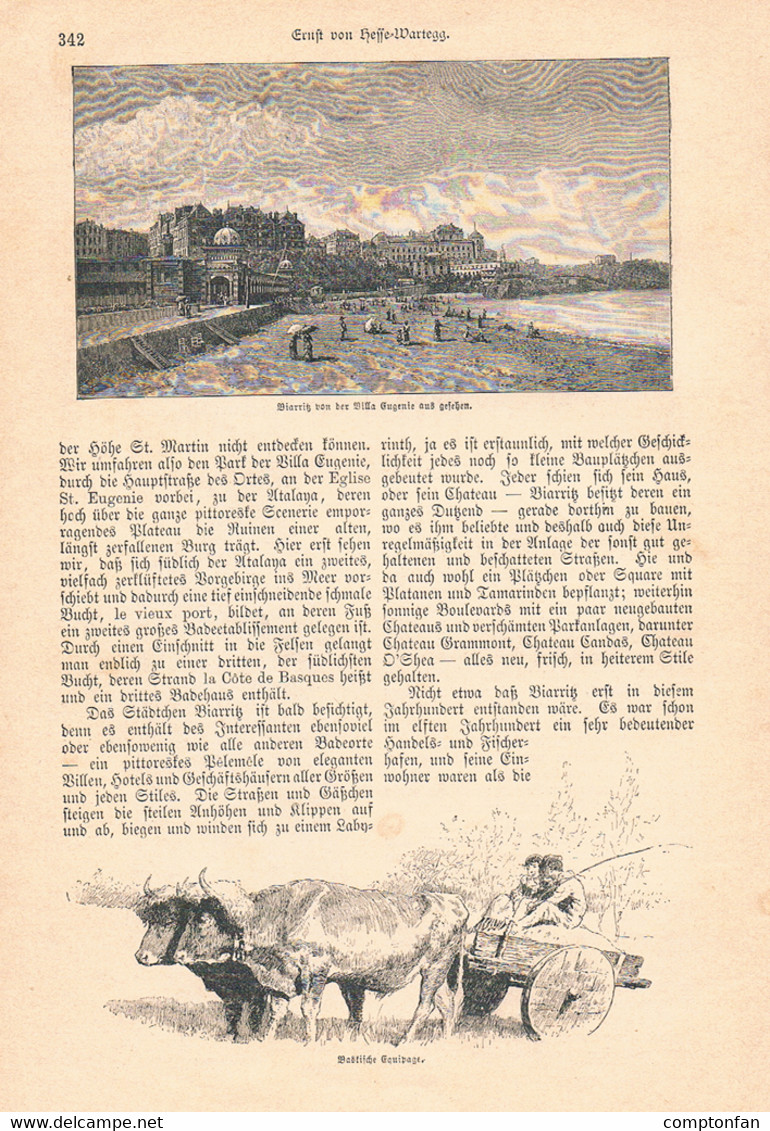 A102 880 - Hesse-Wartegg Seebäder Biarritz Trouvillle Artikel Mit 20 Bildern 1885 !! - Autres & Non Classés