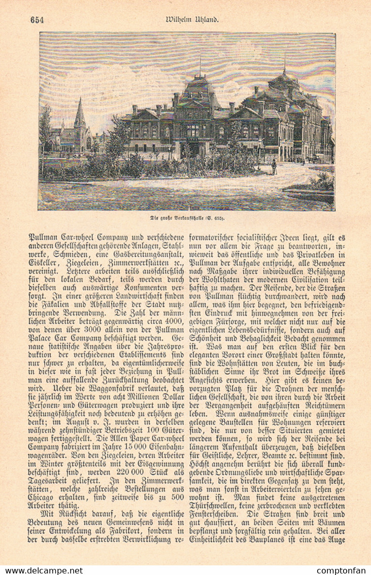 A102 882 Pullmann Palace Car Company Eisenbahn Artikel Mit 9 Bildern 1885 !! - Autres & Non Classés