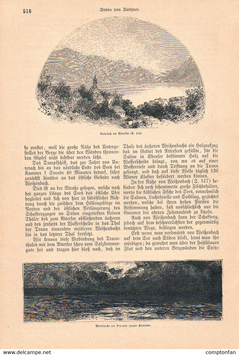 a102 886 - Ruthner Mondsee Attersee Salzkammergut Artikel mit 10 Bildern 1885 !!