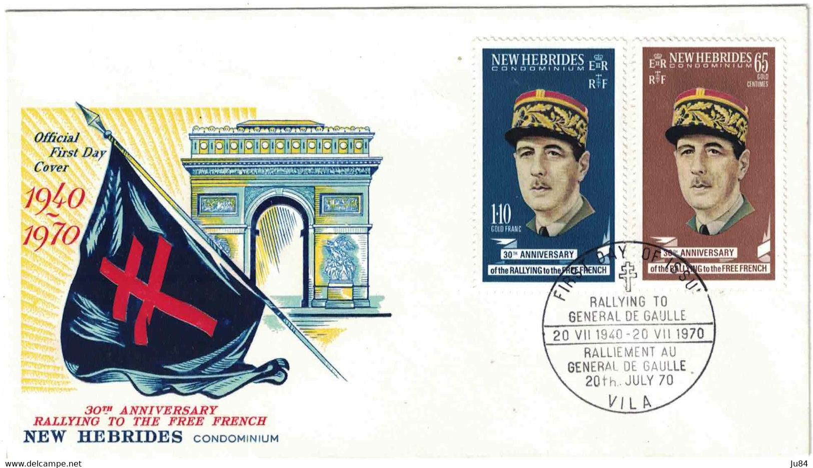 Nouvelles-Hébrides - FDC - Lettre - Ralliement Au Général De Gaulle - Rallying To The Free French - 20 Juillet 1970 - FDC