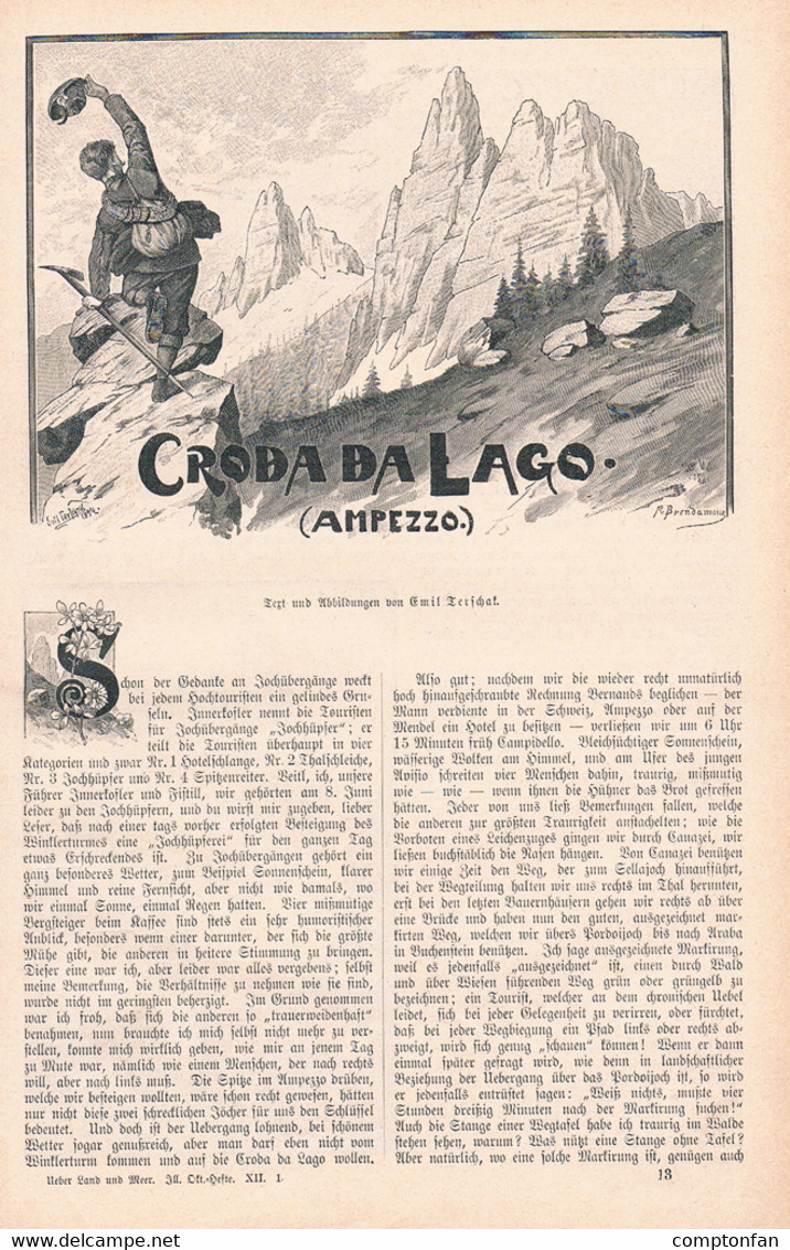 A102 894 - Croda Da Lago Cortina Ampezzo Bergsteiger Artikel Mit 9 Bildern 1895 !! - Autres & Non Classés