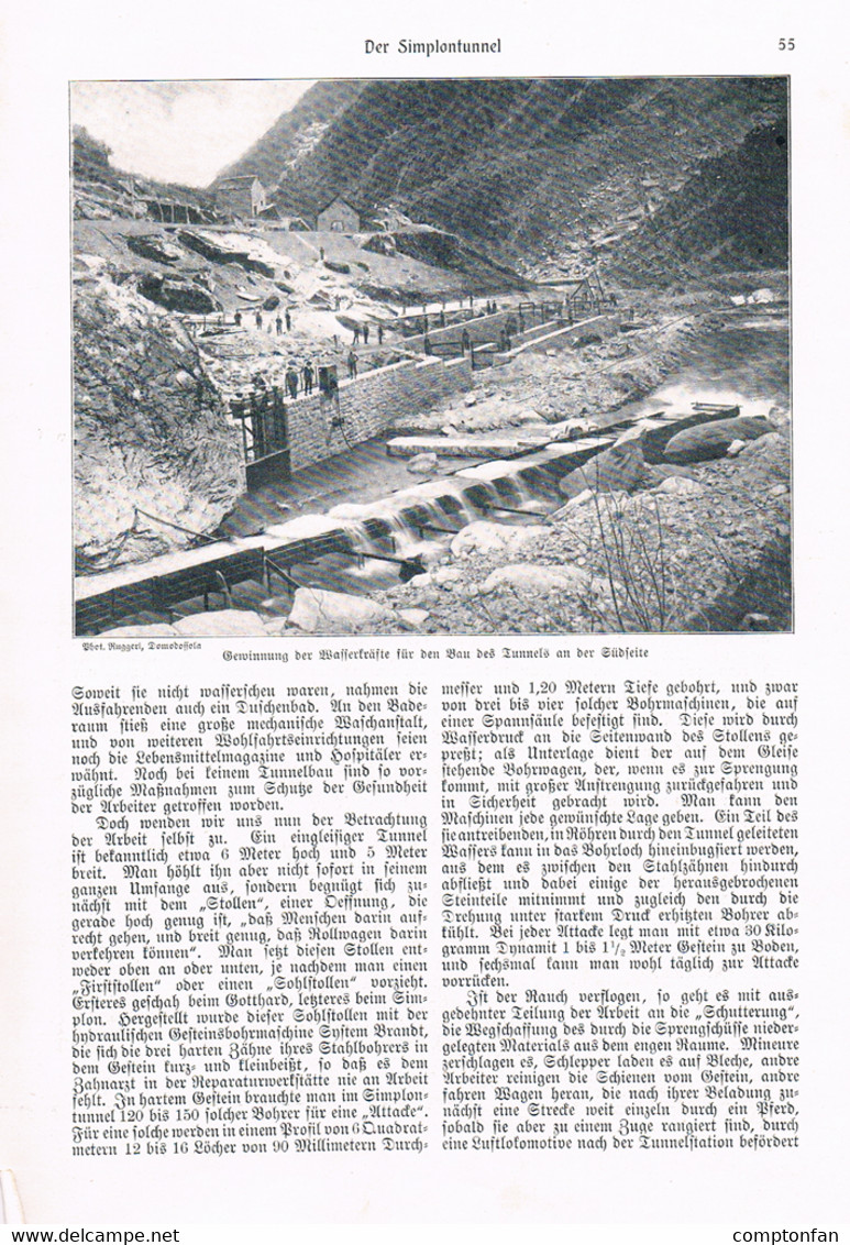 A102 903 Simplontunnel Simplonbahn Eisenbahn Artikel Mit 11 Bildern 1904 !! - Autres & Non Classés