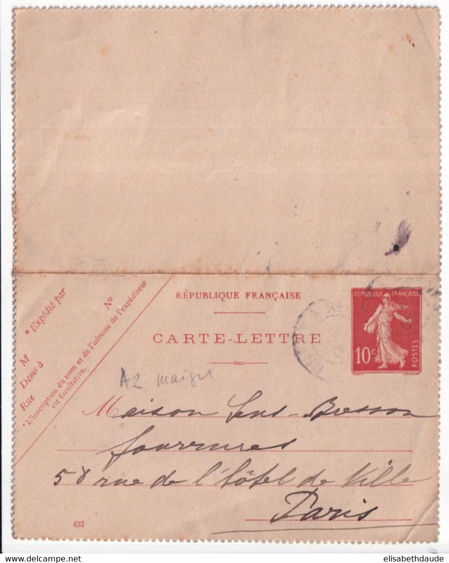 SEMEUSE MAIGRE - 1906 - CARTE-LETTRE ENTIER Avec DATE 637 - COTE = 15 EUR. - Cartoline-lettere