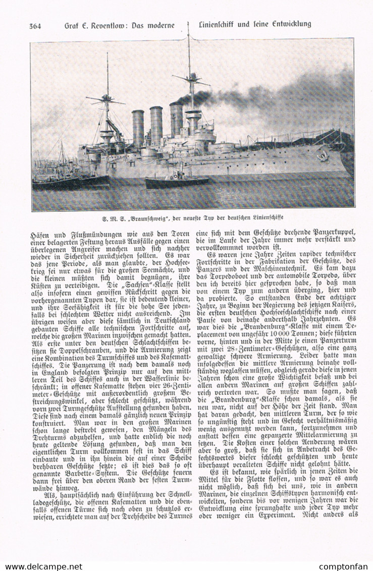 A102 906 Modernes Linienschiff Panzerschiff Artikel Mit 6 Bildern 1904 !! - Autres & Non Classés