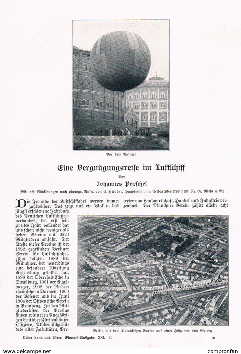 A102 907 Luftschiff Ballonflug Luftschifffahrt Artikel Mit 8 Bildern 1904 !! - Autres & Non Classés