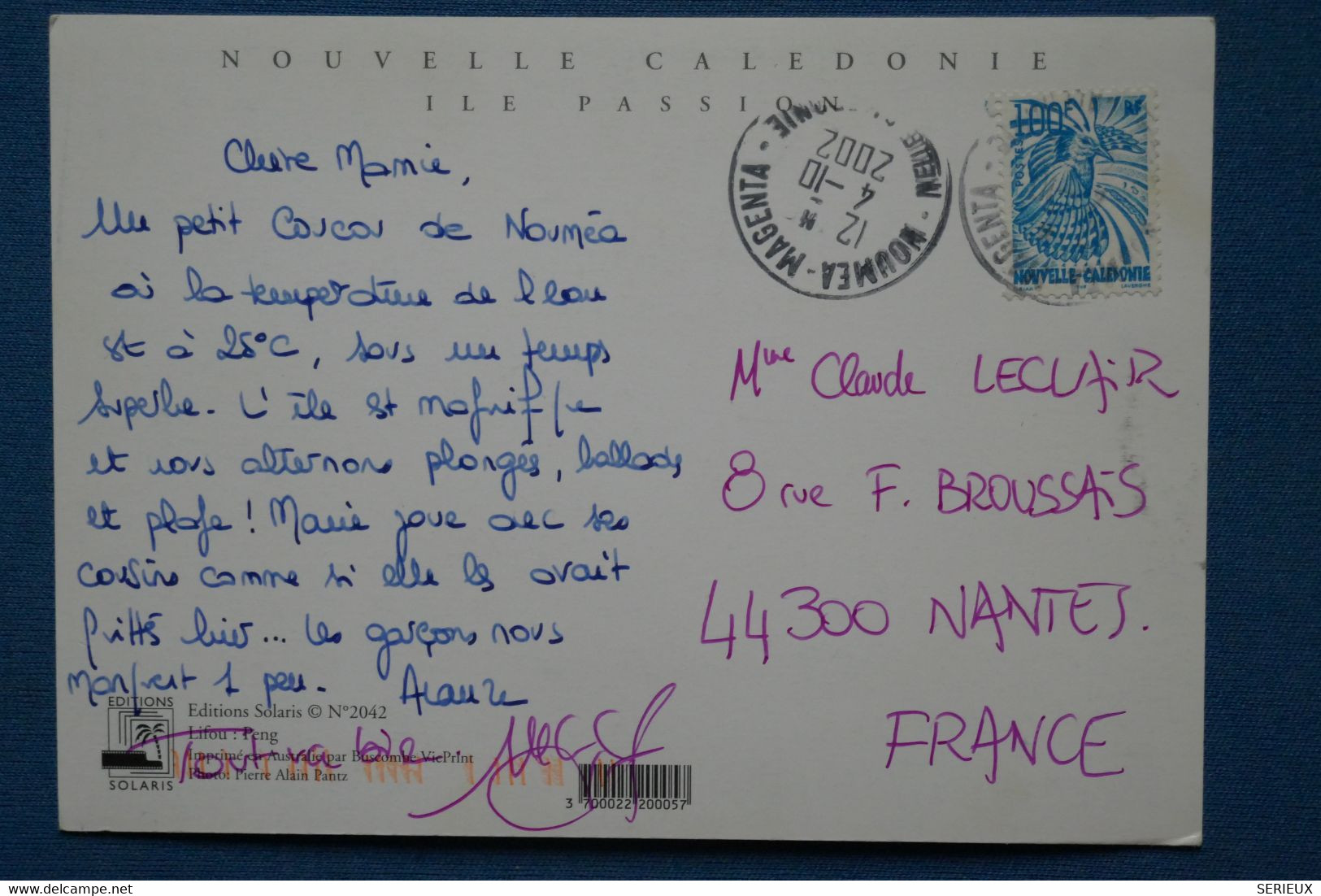 AA 2 NOUVELLE CALEDONIE  BELLE CARTE   2002    NOUMEA   POUR NANTES  FRANCE  +  +AFFRANCH. PLAISANT - Cartas & Documentos