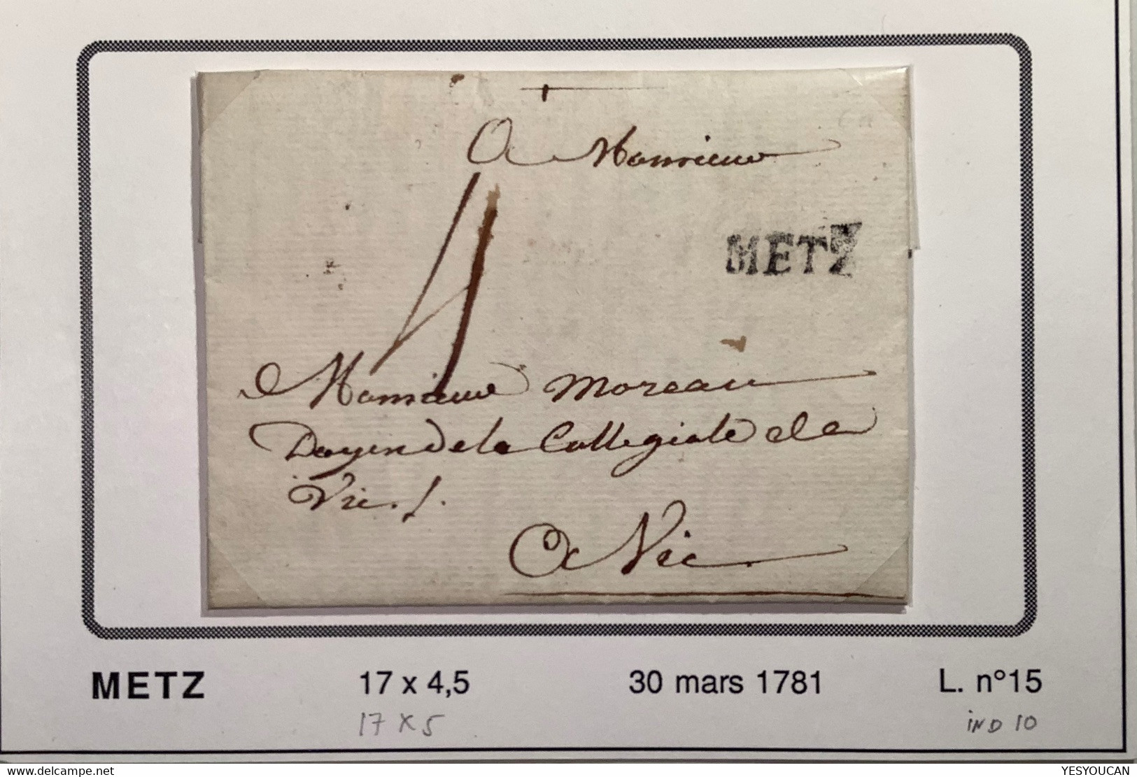 “METZ” 3 Marque Postale Diff. Lettres 1741-1790 (France Alsace Lorraine 55 Moselle Lettre - 1701-1800: Vorläufer XVIII