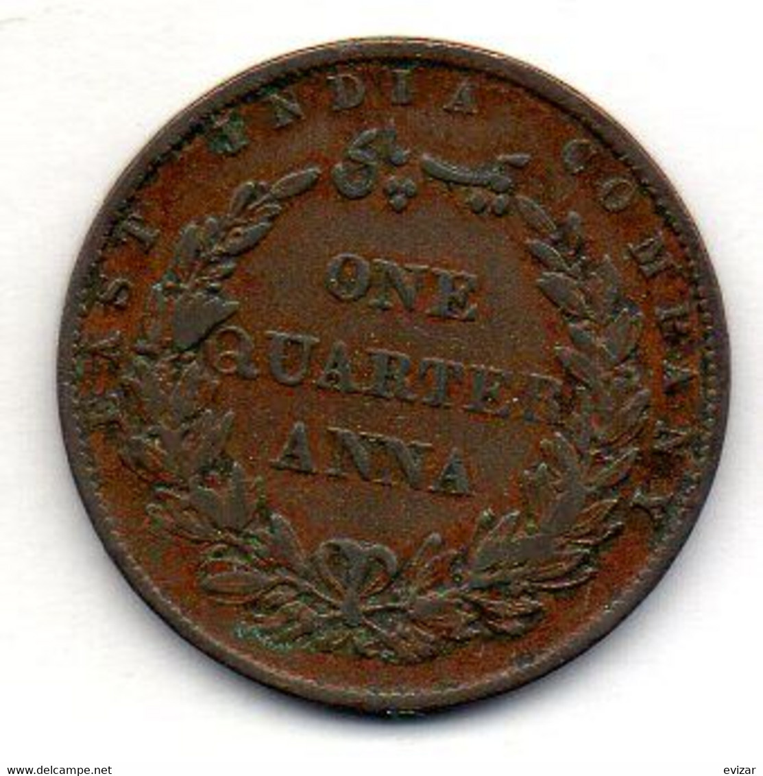 BRITISH INDIA - EAST INDIA COMPANY, 1/4 Anna, Copper, Year 1858, KM #463 - India