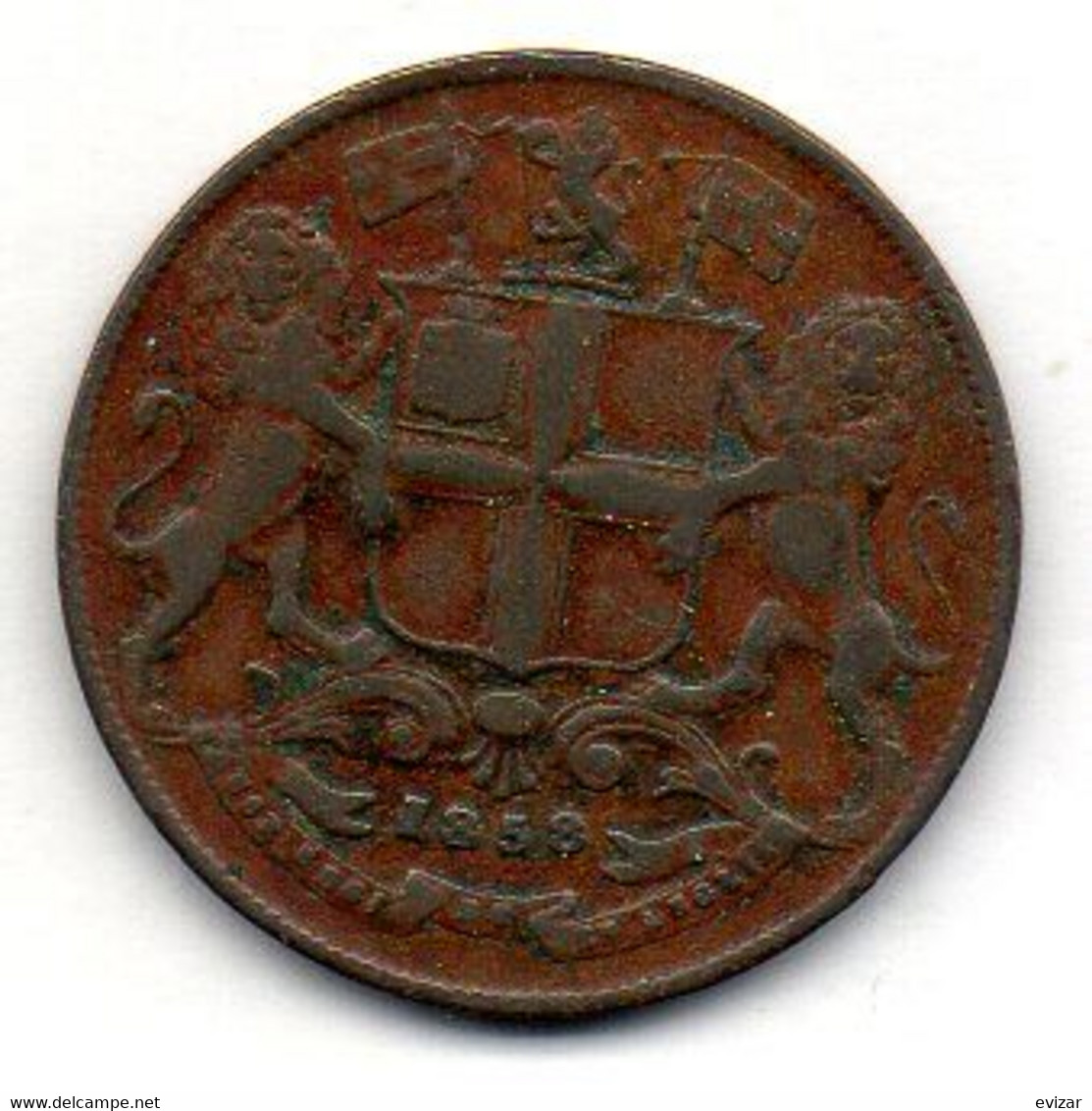 BRITISH INDIA - EAST INDIA COMPANY, 1/4 Anna, Copper, Year 1858, KM #463 - India