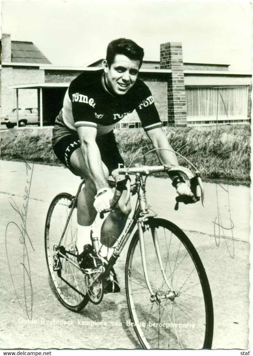 Foto Van Guido Reybroeck - Beroepsrenner - Kampioen Van België 1966 Met Originele Handtekening - Foto Dedicate