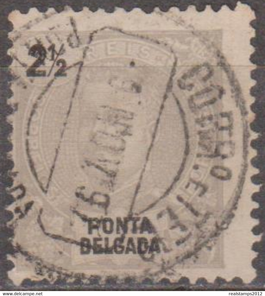 PONTA DELGADA  (Açores) - 1897,  D. Carlos I.  2 1/2 R.   D.11 3/4 X 12  (o)  MUNDIFIL  Nº 13 - Ponta Delgada