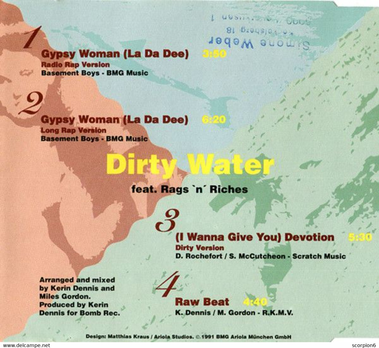 Maxi CD - Dirty Water Feat. Rags 'N' Riches ?– Gypsy Woman (La Da Dee) Rap Version - Rap & Hip Hop
