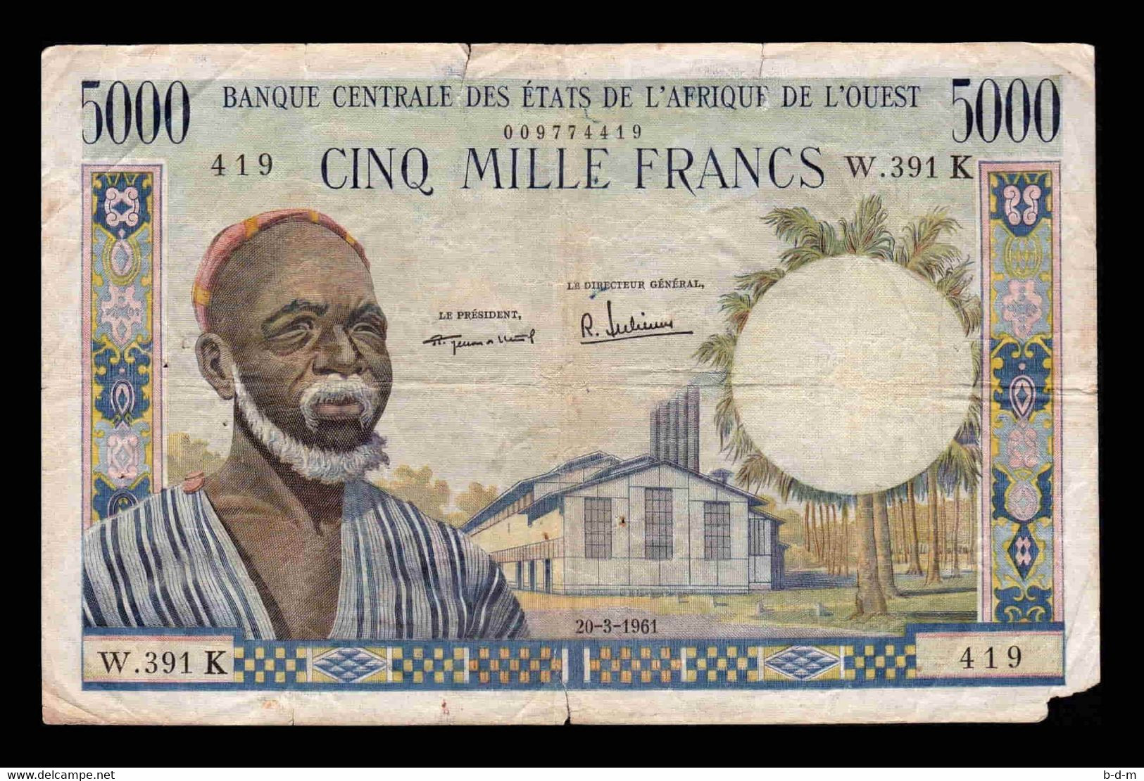 West African St. Senegal 5000 Francs 1961 Pick 704Kb Sign 1 BC- G - Sénégal