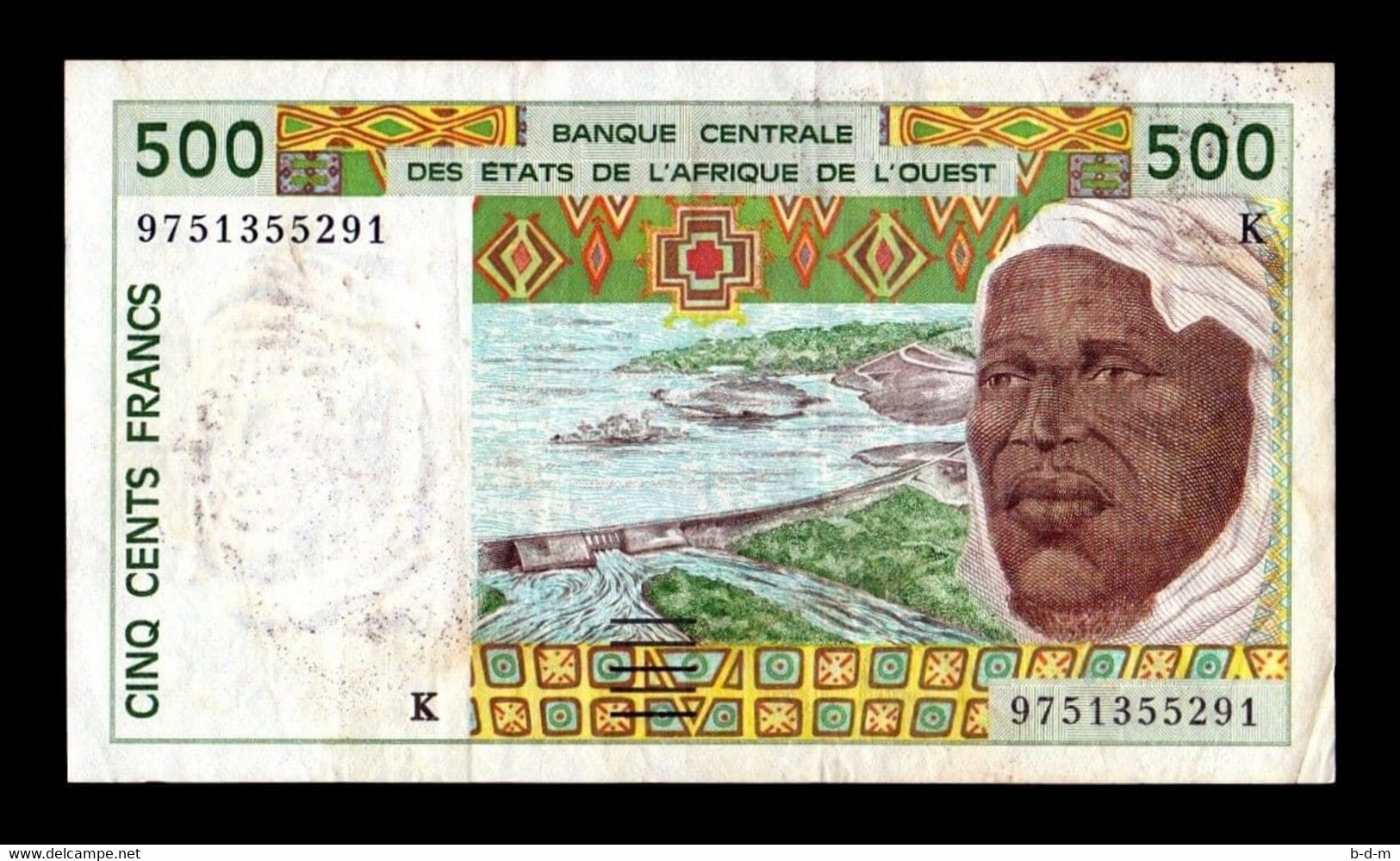 West African St. Senegal 500 Francs 1997 Pick 710Kg BC+ F+ - Senegal