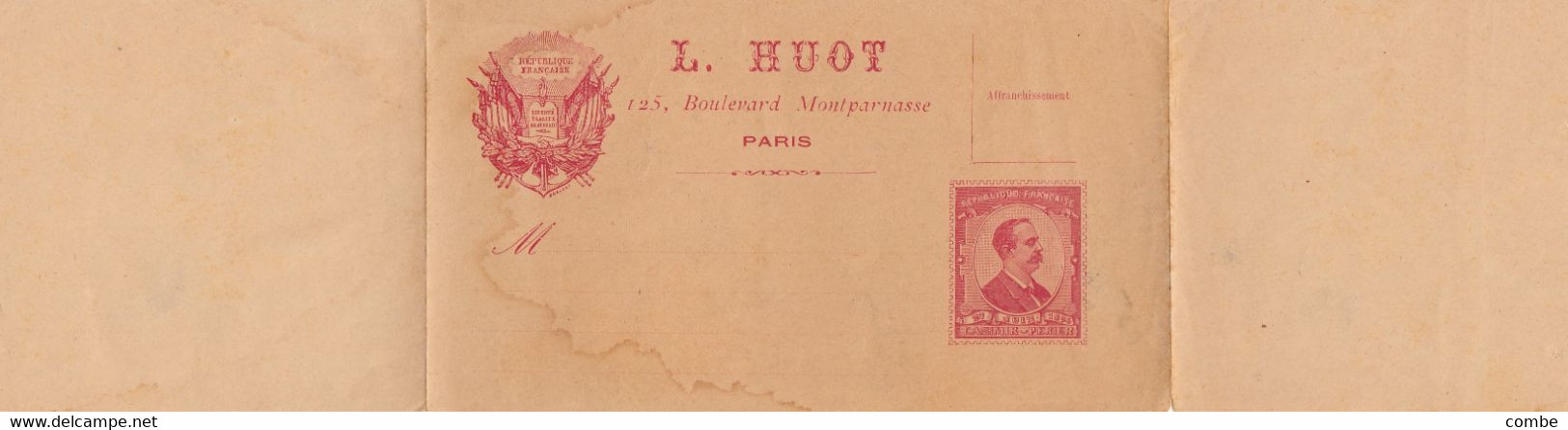 ENTIER POSTAL L. HUOT. PARIS CASIMIR-PERRIER - Private Stationery