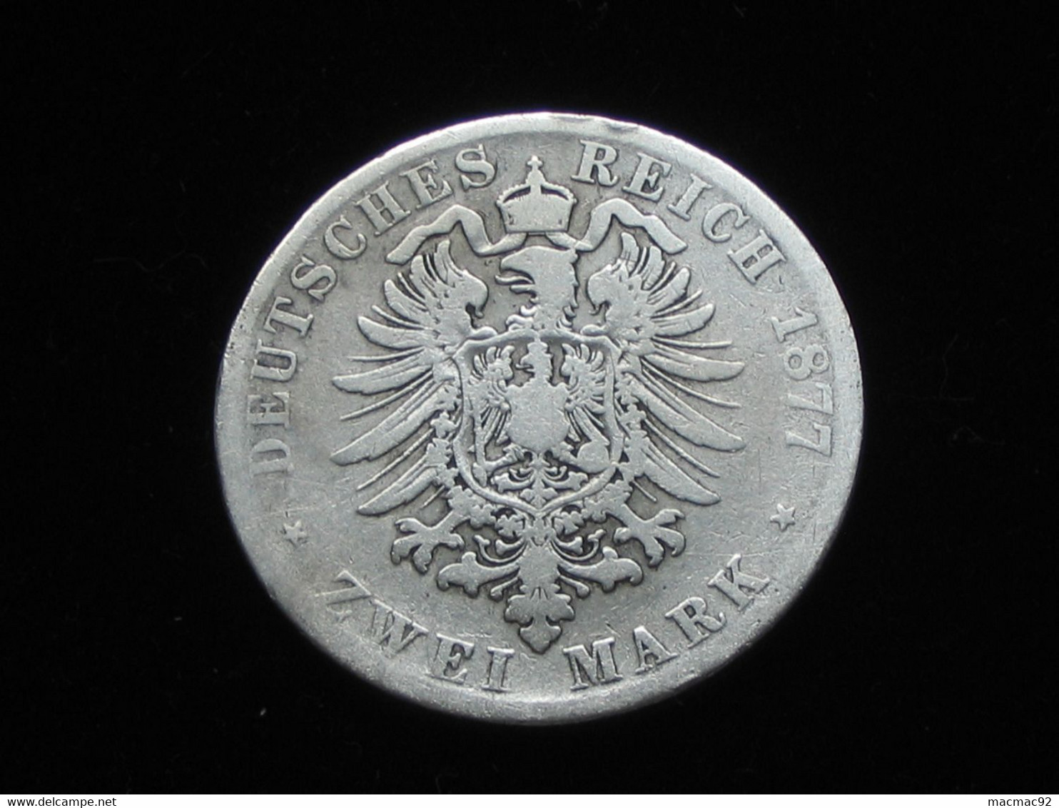 ALLEMAGNE - Zwei 2 Mark 1877 D - LUDWIG II KOENIG V.BAYERN **** EN ACHAT IMMEDIAT **** - 2, 3 & 5 Mark Argent