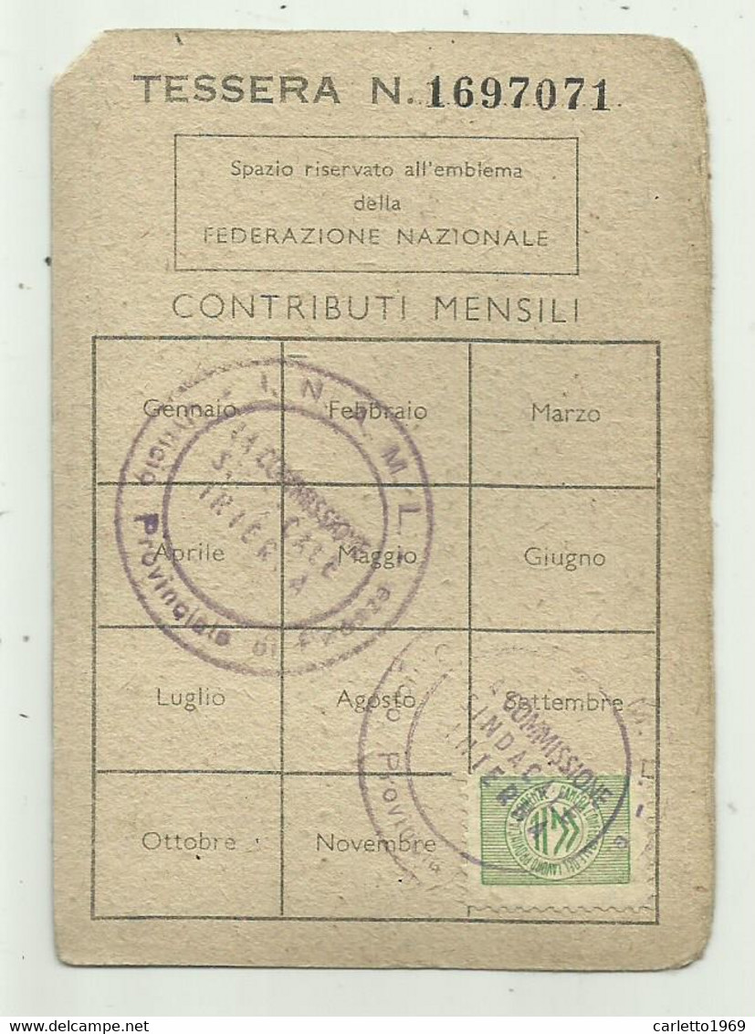 TESSERA CONFEDERAZIONE GENERALE ITALIANA DEL LAVORO - FIRENZE 1946 - Collections