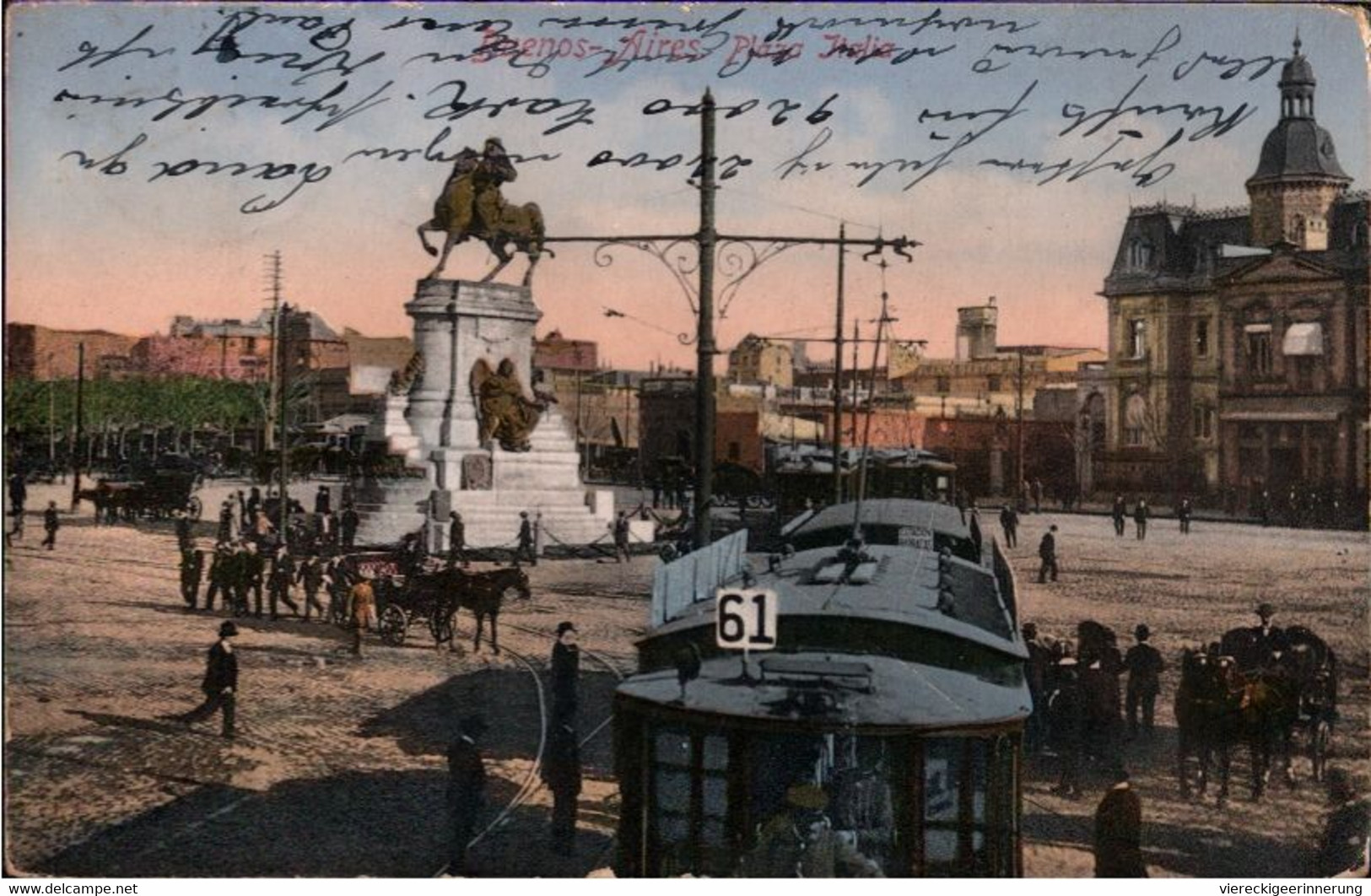 !  Alte Ansichtskarte 1914, Buenos Aires, Plaza Italia, Argentinien, Straßenbahn, Tram - Argentine