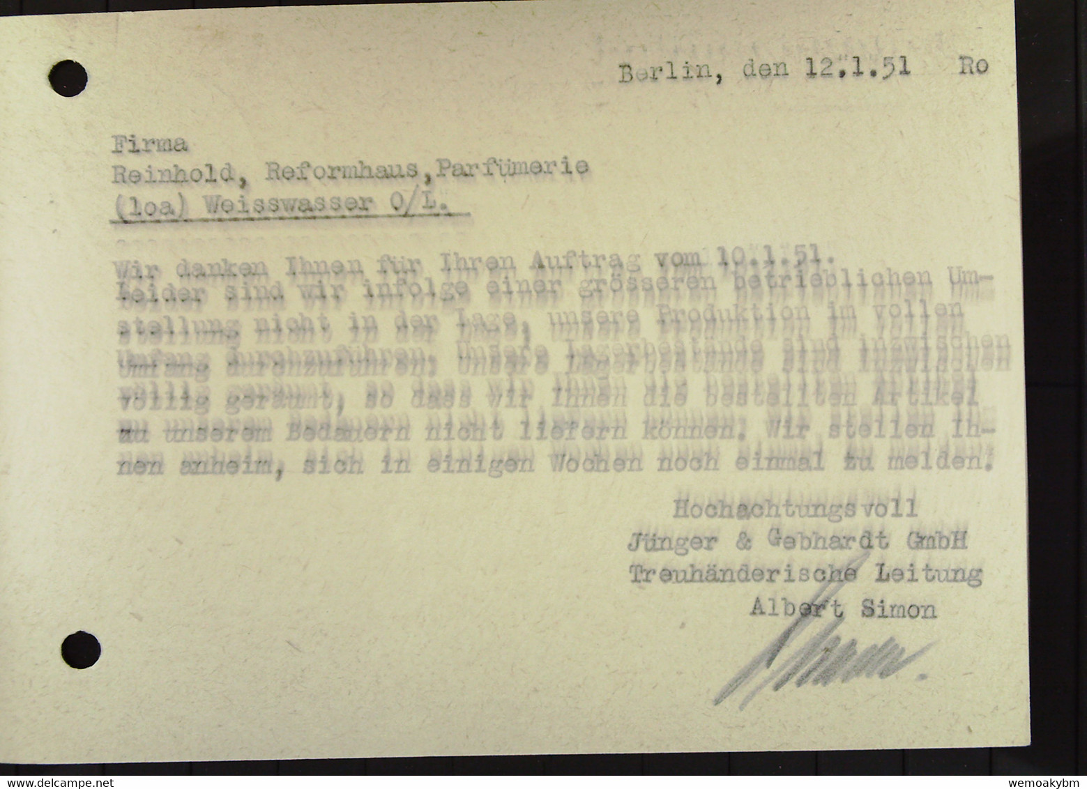 SBZ: Postkarte Mit 2 Pf Kollwitz MiF 10 Pf Helmholz Von Berlin 15.1.51 Nach Weißwasser -GP Mit Aktenlochung Knr: 212,265 - Lettres & Documents