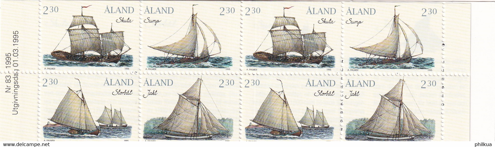 MiNr. 95 - 98  Finnland Alandinseln1995, 1. März. Segelboote Der Schären. Odr., Markenheftchen Postfrisch/**/MNH - Aland