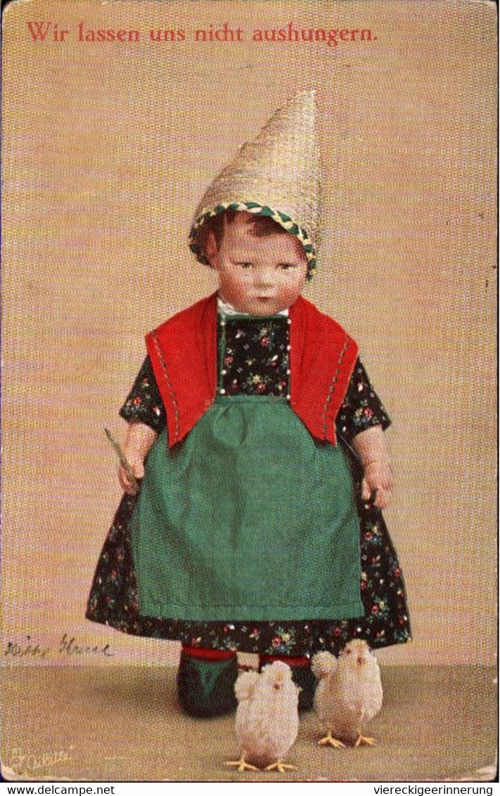 !  Alte Ansichtskarte Braunschweig 1915, Käthe Kruse Puppe, Doll, Propaganda 1.Weltkrieg Wir Lassen Uns Nicht Aushungern - Speelgoed & Spelen