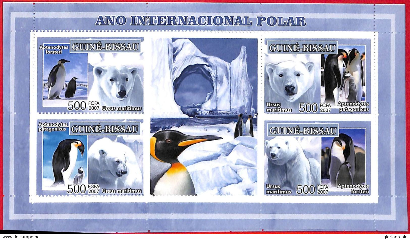 A5219 - GUINEA-BISSAU - Error, 2007, MISPERF, MINIATURE SHEET: International Polar Year, Penguins, Polar Bears - Año Polar Internacional