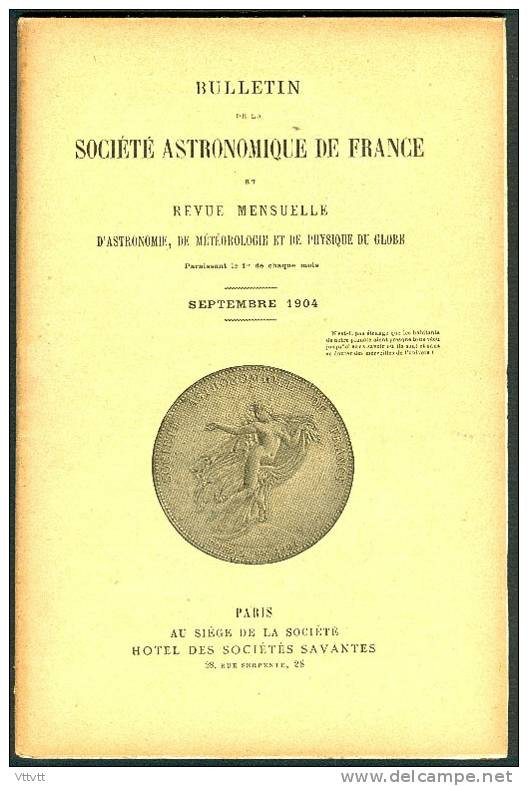 Astronomie, Bulletin De La Société Astronomique De France (Septembre 1904) : Mars, Soleil, Observatoire Transportable.. - Sterrenkunde