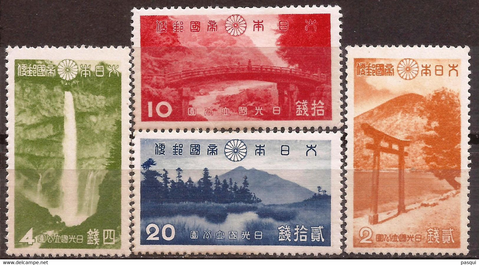 JAPON - Fx. 2918 - Yv. 279/82 - Parque Nacional Nikko - 1938 - * - Neufs