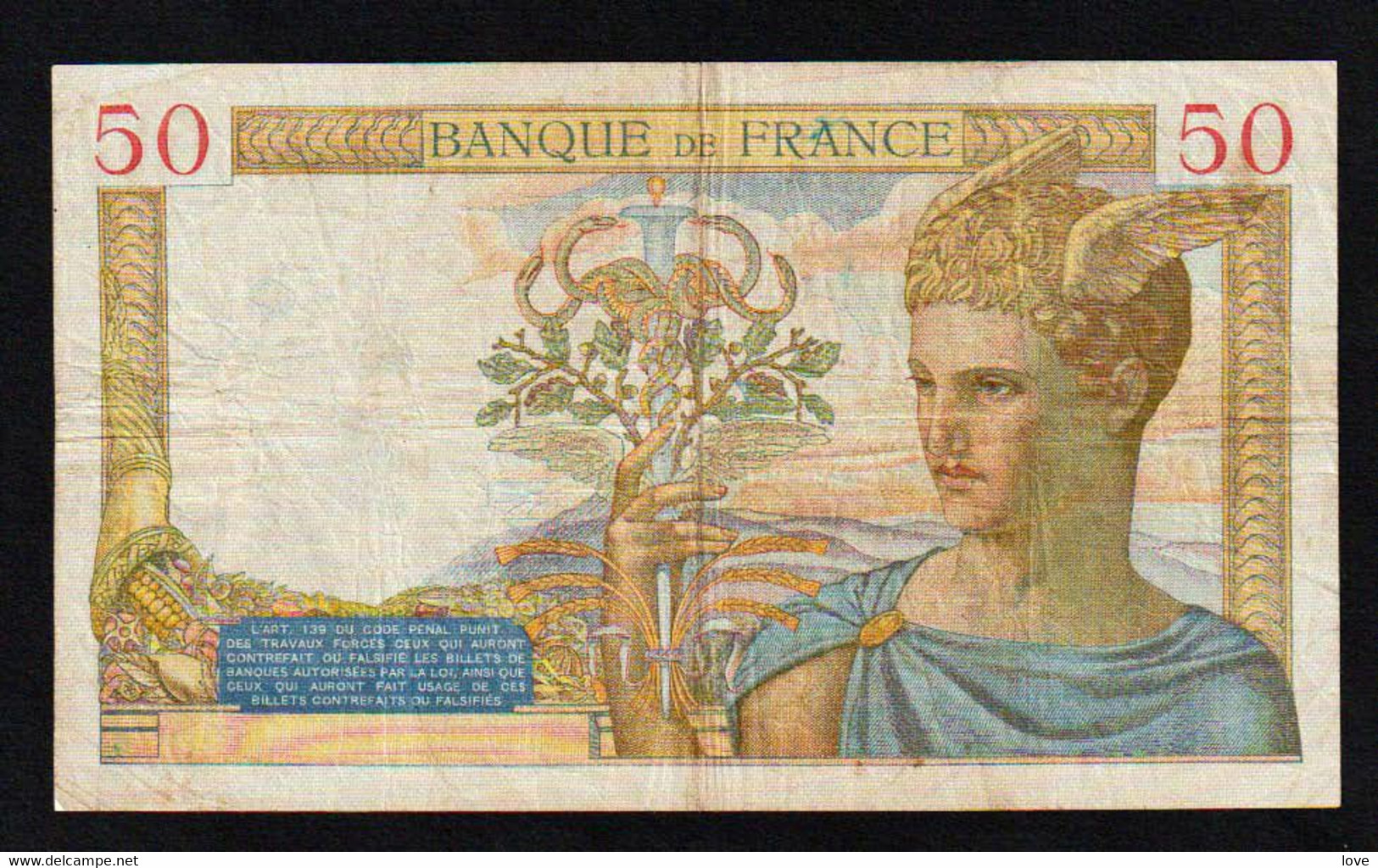 BB France: 50F Cérès N° 18- 9 Date: 17/02/1938 Date RR. Cote 300€ - 50 F 1934-1940 ''Cérès''