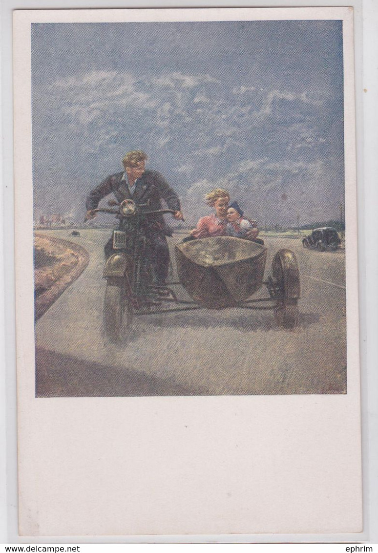 Adlivankin Artiste "Out Of Town !" Illustrateur Russie Soviétique Moto Side-Car - Motorräder