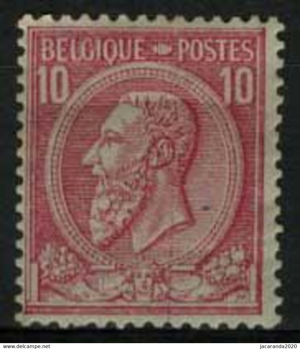 België 46 * - Koning Leopold II - Verticale Rode Lijn Over Hals - Autres & Non Classés