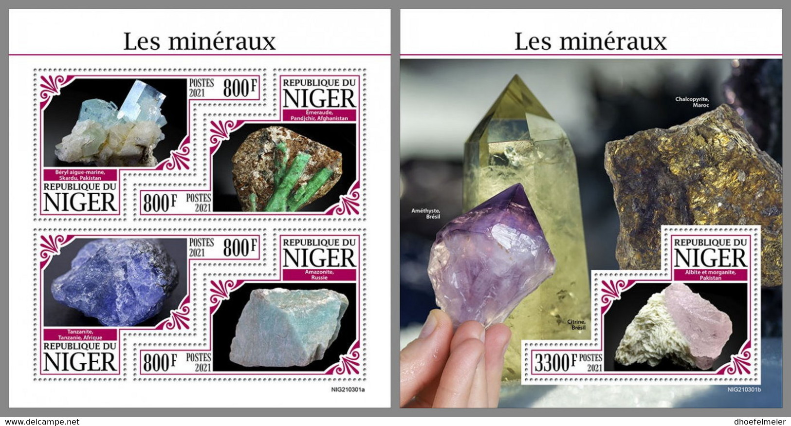 NIGER 2021 MNH Minerals Mineralien Miernaux M/S+S/S - OFFICIAL ISSUE - DHQ2137 - Minerales