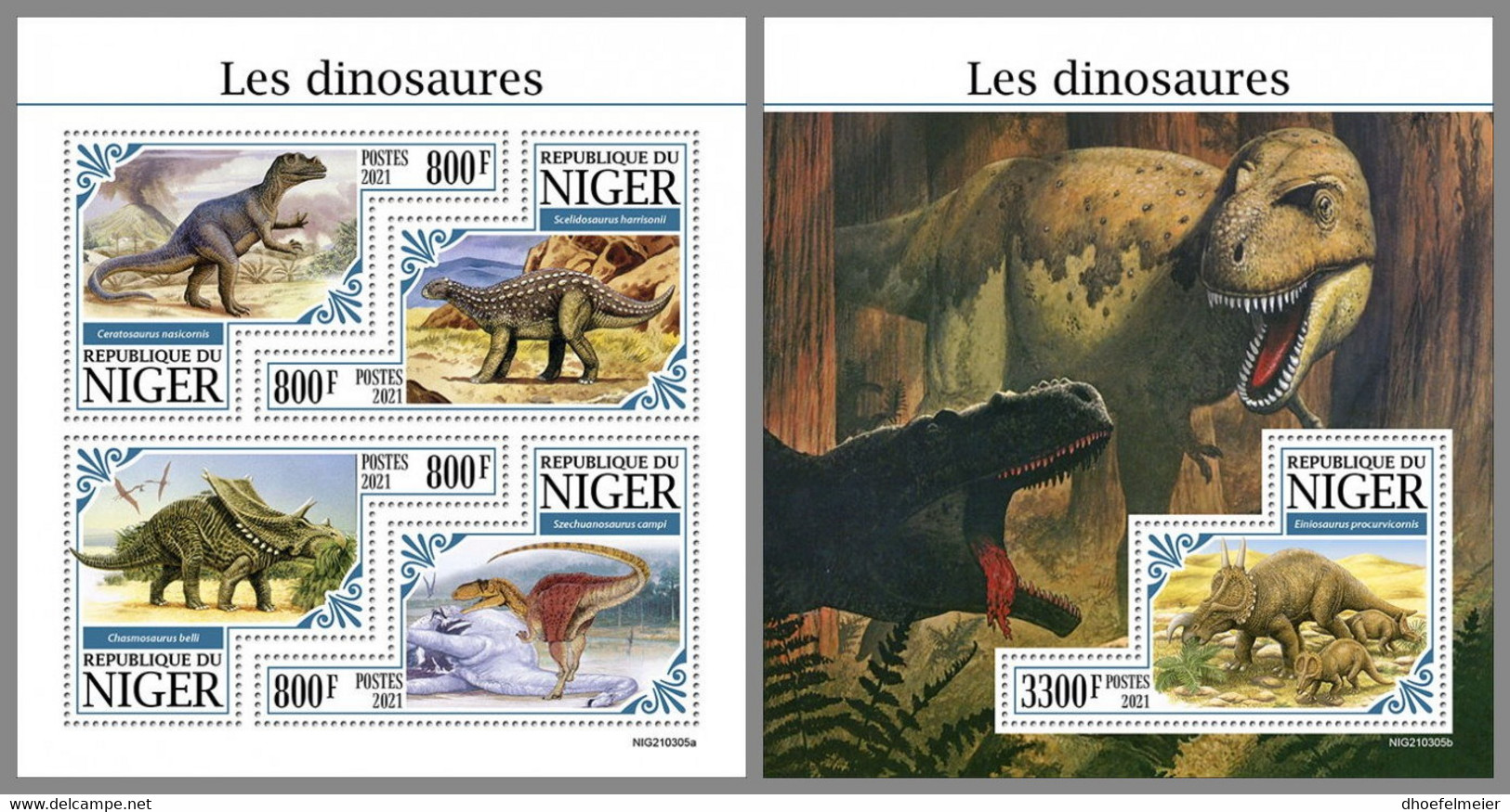 NIGER 2021 MNH Dinosaurs Dinosaurier Dinosaures M/S+S/S - OFFICIAL ISSUE - DHQ2137 - Vor- U. Frühgeschichte
