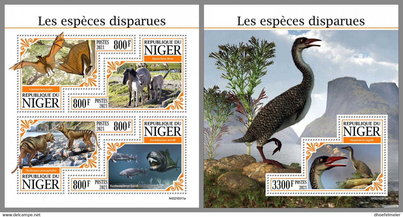 NIGER 2021 MNH Extinct Species Ausgestorbene Tiere Especes Disparues M/S+S/S - OFFICIAL ISSUE - DHQ2137 - Vor- U. Frühgeschichte