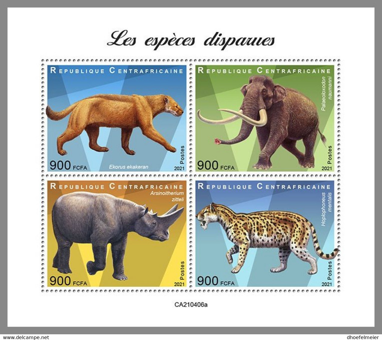 CENTRALAFRICA 2021 MNH Extinct Species Ausgestorbene Tiere Especes Disparues M/S - OFFICIAL ISSUE - DHQ2137 - Vor- U. Frühgeschichte