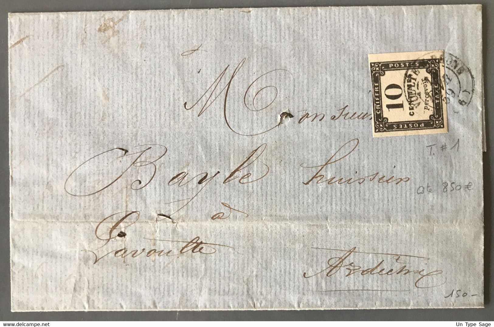 France Taxe N°1 Sur Lettre - Cote 850€ - (W1427) - 1859-1959 Lettres & Documents